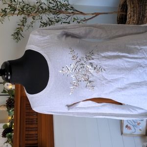 J. Jill Cotton Top. Snowflake Sparkle Design!   Petite Size Small.